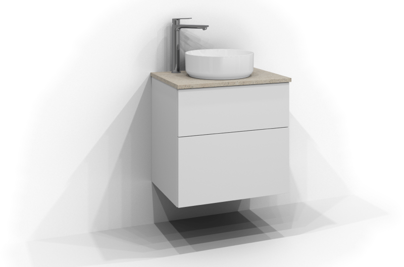 Poem underdel med 2 lådor och ovanpåliggande tvättställ